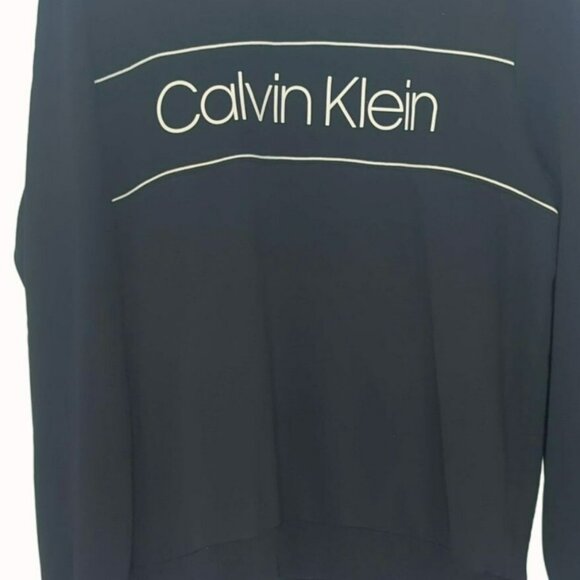 Calvin Klein Sweatshirt Mens Large Black Spell Out Logo Soft Fleece Pullover - Picture 3 of 4